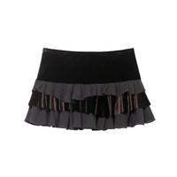Chloe | Velvet Ruffle Tiered Mini Skirt