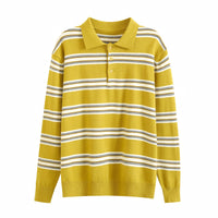 Bella | Striped Knit Polo Top