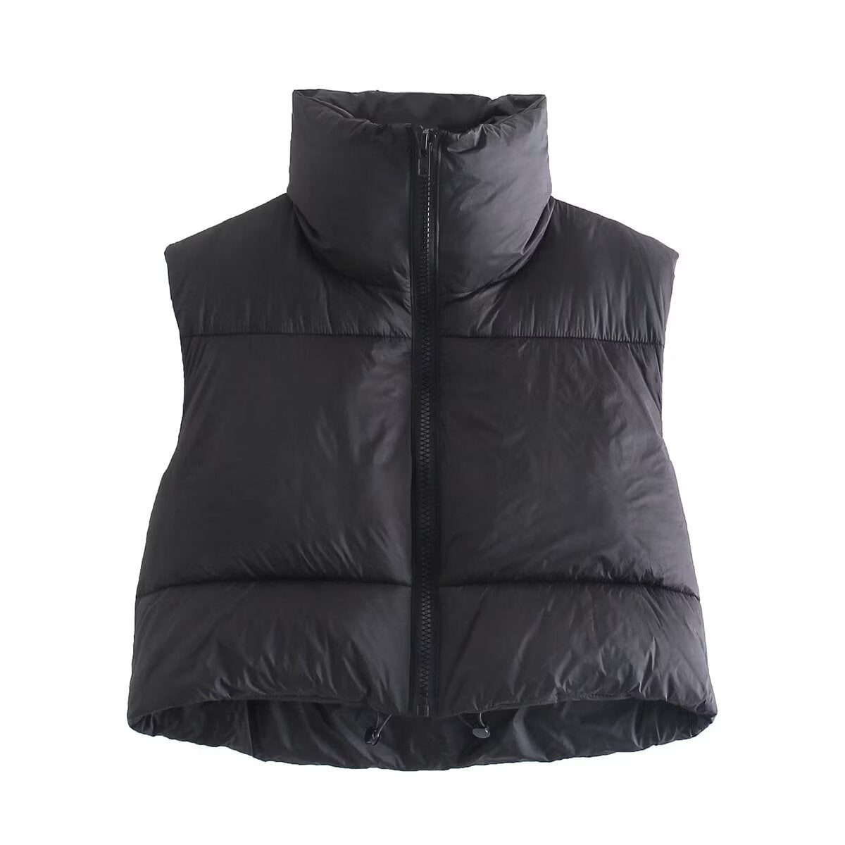 Thea | Cropped Puffer Vest Brown Zip Up Padded Sleeveless