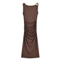 Betsy | Asymmetric Neck Ruched Jersey Maxi Dress