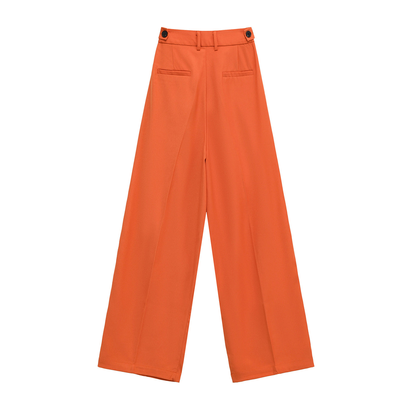Evelyn | High-Waist Pleated Side Pocket Tailored Wide-Leg Trousers in Orange