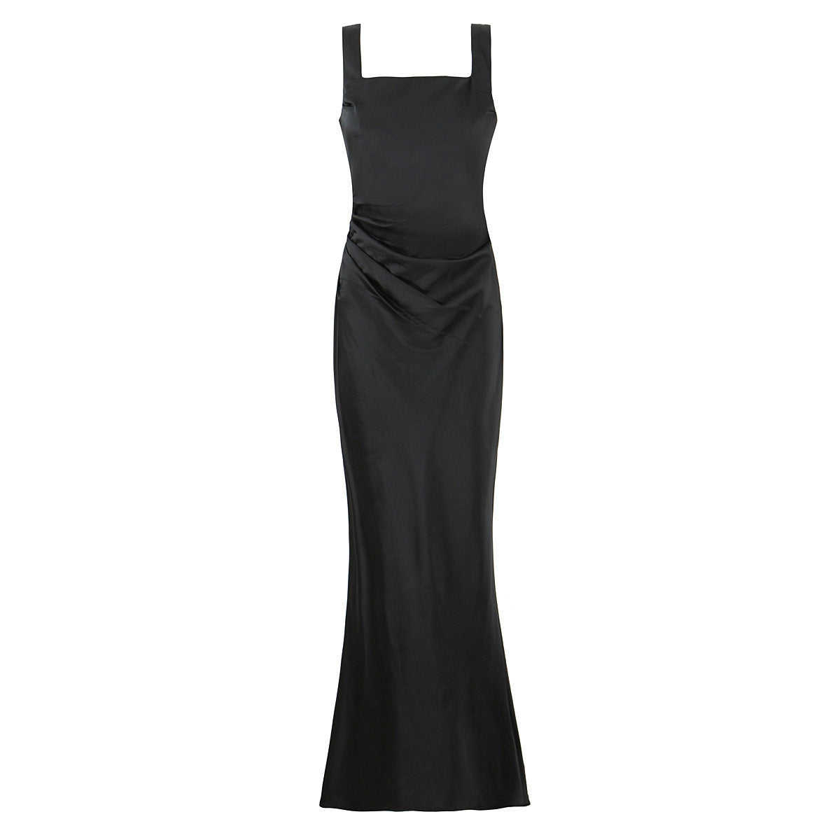 Evelyn | Ruched Satin Maxi Slip Dress