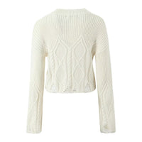 Ariella | Relaxed Cropped Distressed Cable Knit Top