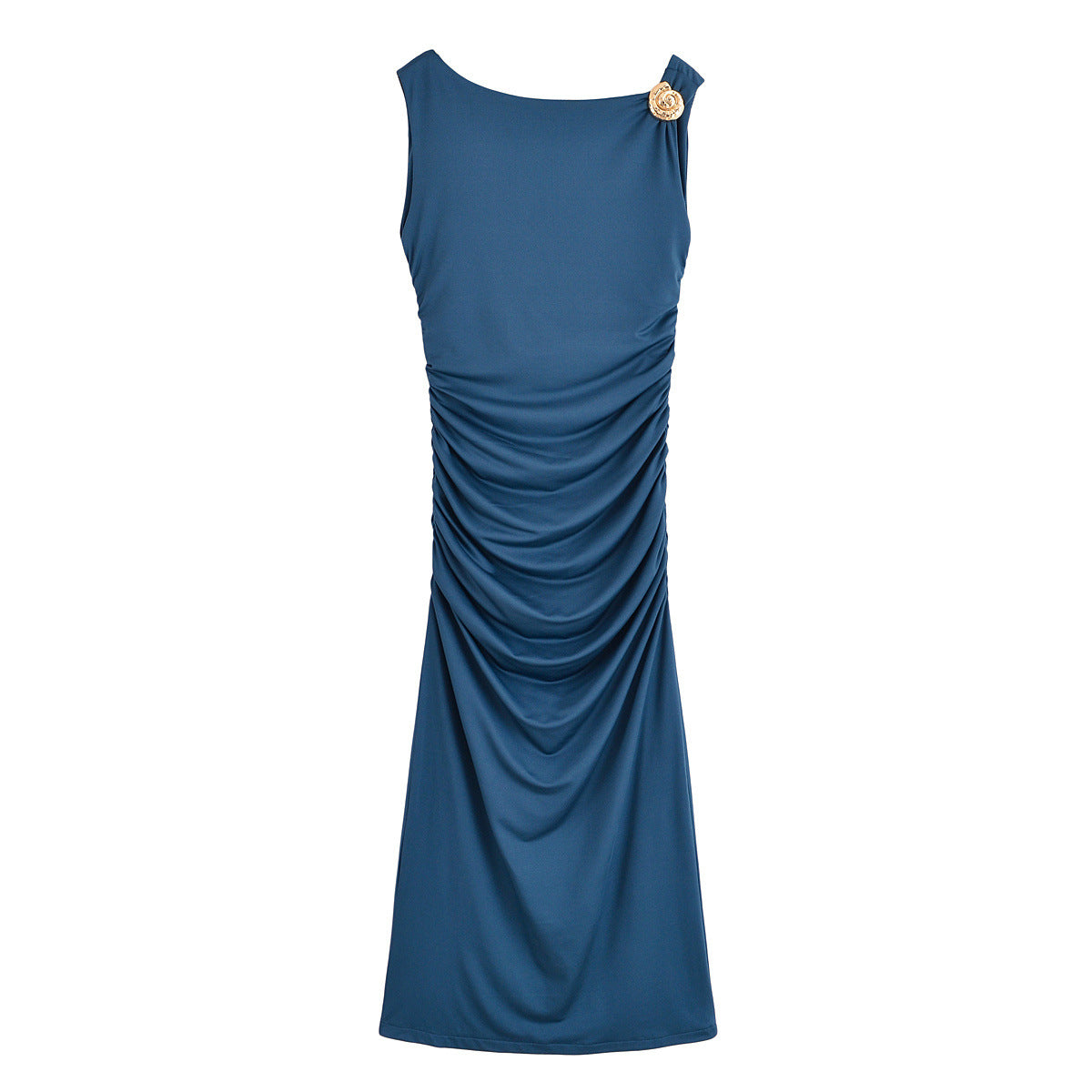 Betsy | Asymmetric Neck Ruched Jersey Maxi Dress