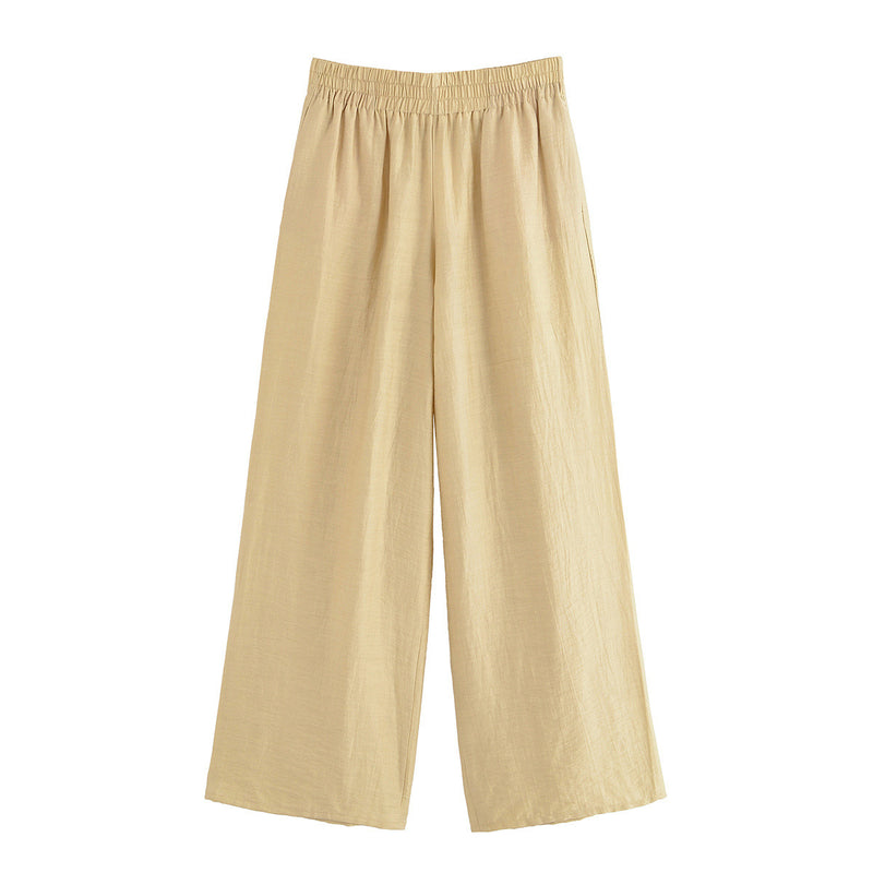 Zoe | Casual Wide Leg Linen Trousers Cream