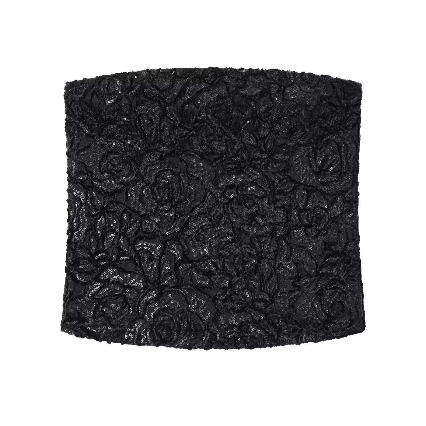 Amelie | Sequin Lace Strapless Bandeau Crop Top
