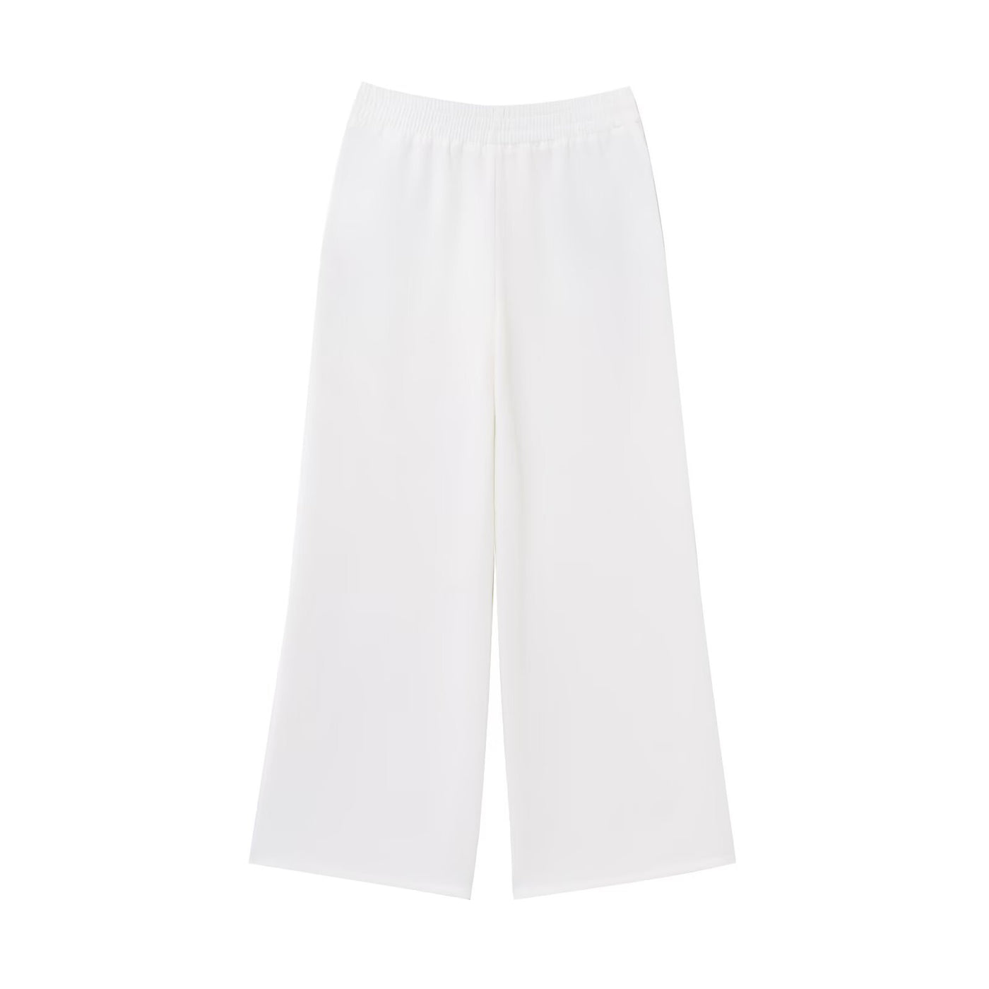 Emmeline | Elasticated Waist Flowing Wide-Leg Modal Trousers in White