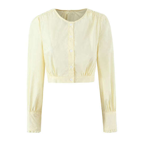 Ayla | Puff Sleeve White Shirt Cropped