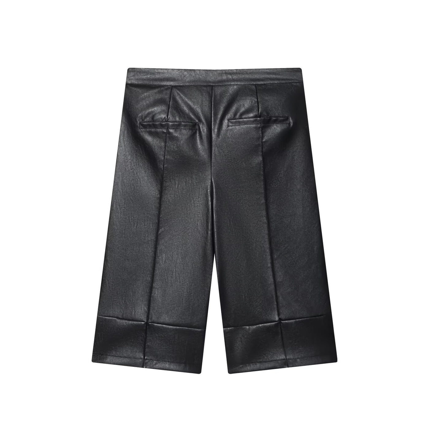 Felicity | High-Waist Wide Leg Faux Leather Capri Trousers