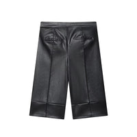 Felicity | High-Waist Wide Leg Faux Leather Capri Trousers