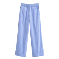 Light blue striped pants on a white background