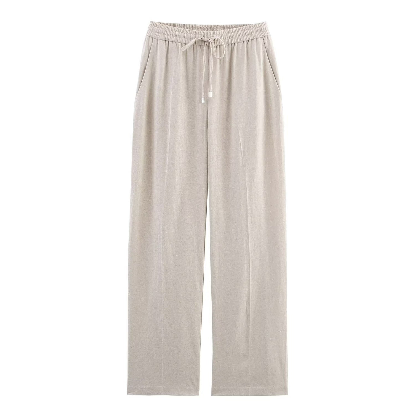 Millie | Drawstring Wide-Leg Linen Trousers with Slip Pockets