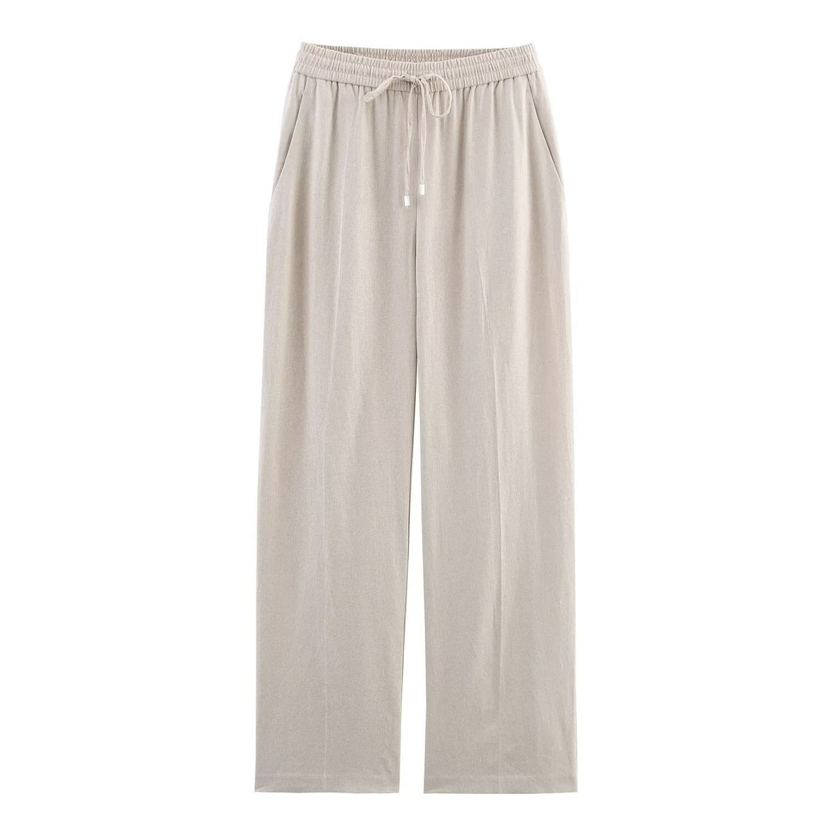 Millie | Drawstring Wide-Leg Linen Trousers with Slip Pockets