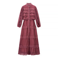 Cara | Lace Panel Tiered Chiffon Maxi Dress
