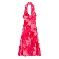 Ayla | Floral Print V-Neck Chiffon Midi Dress
