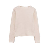 Phoebe | Centre Seam Crew Neck Long Sleeve Relaxed Cropped Knit Top