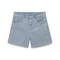 Romy | Floral Print Light Wash Denim Shorts