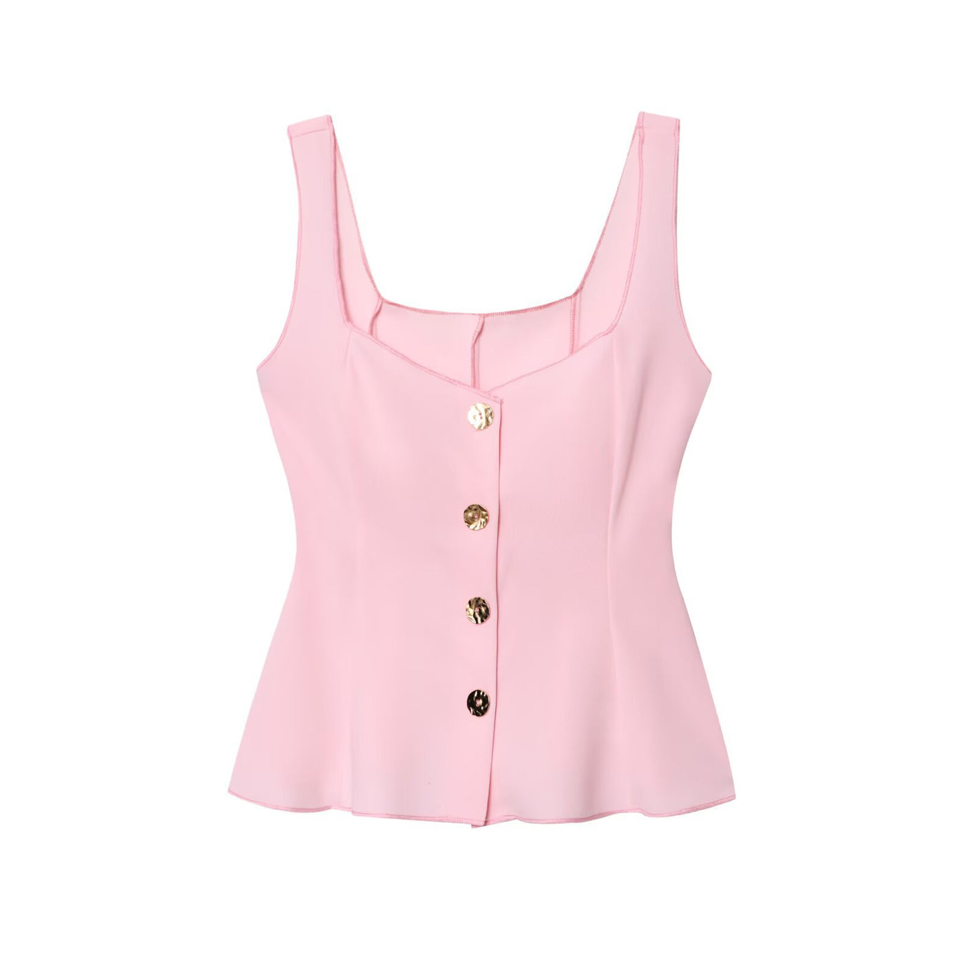 Caitlin | Gold Button Sweetheart Peplum Top