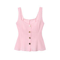 Caitlin | Gold Button Sweetheart Peplum Top
