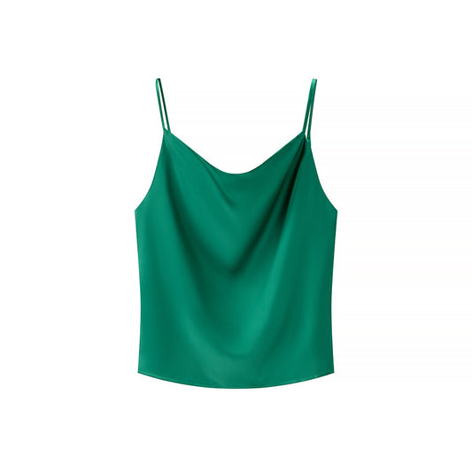 Maren | Elegant Cowl Neck Cami Top Red Satin Sleeveless Strappy