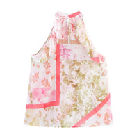 Lena | Floral Chiffon Ruffle Halter Top