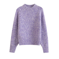 Amber | Marled Knit Crew Neck Raglan Sleeve Relaxed Top