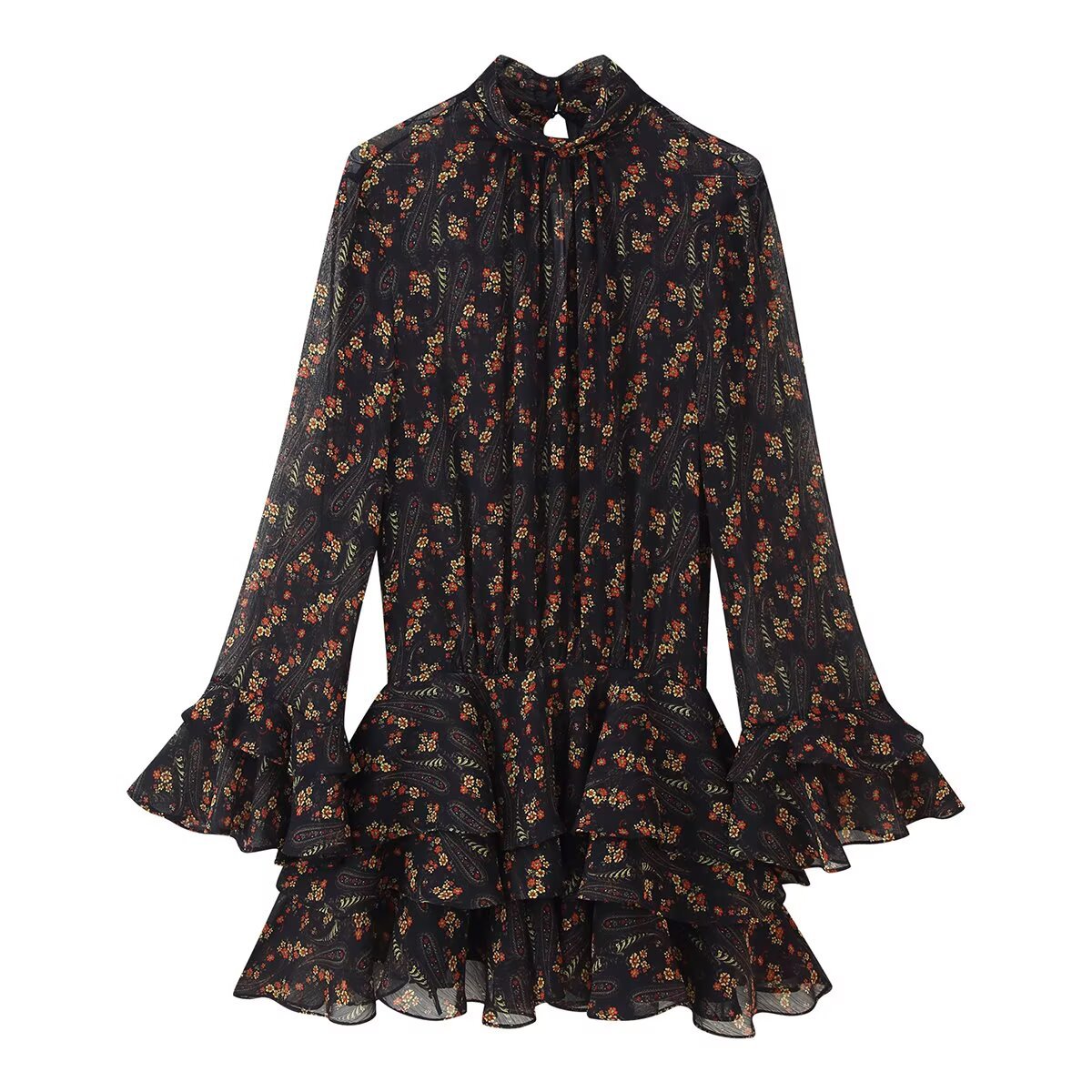 Mary | Floral Ruffle Mini Dress