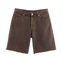 Margot | Mid-Rise Raw Hem Denim Bermuda Shorts