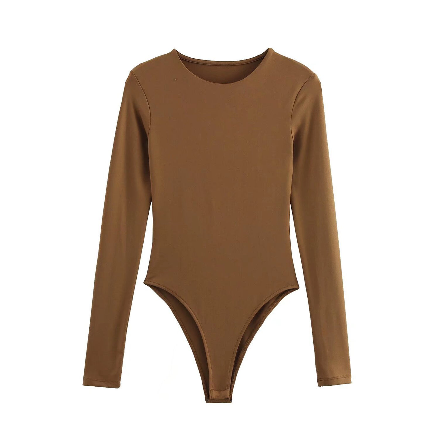 Bridget | Crew Neck Fitted Long Sleeve Jersey Top in White, Purple, Brown and Black