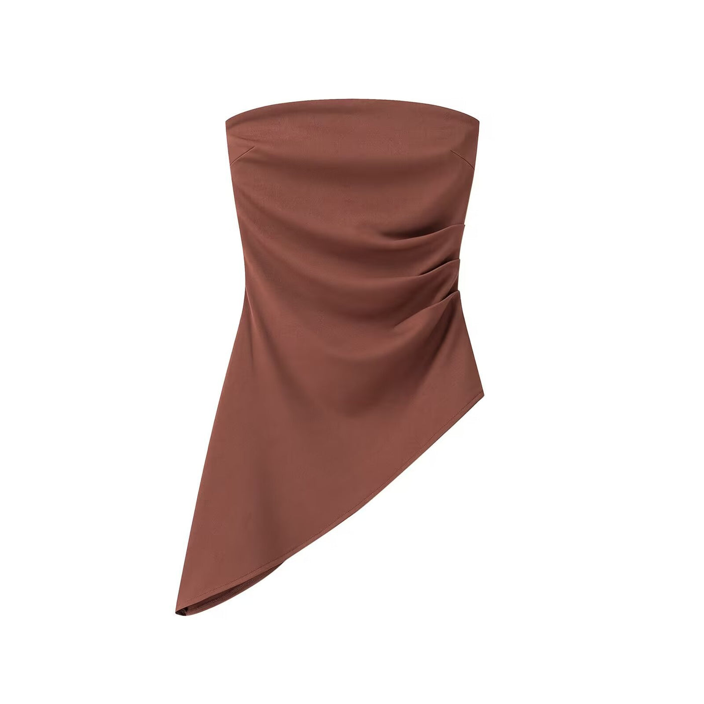 Bridget | Asymmetric Draped Strapless Bandeau Top