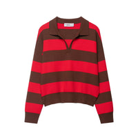 Emilia | Striped Cropped Knit Polo Top