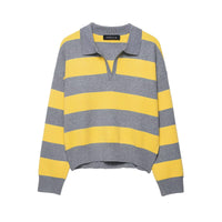 Esme | Striped Cropped Knit Polo Top