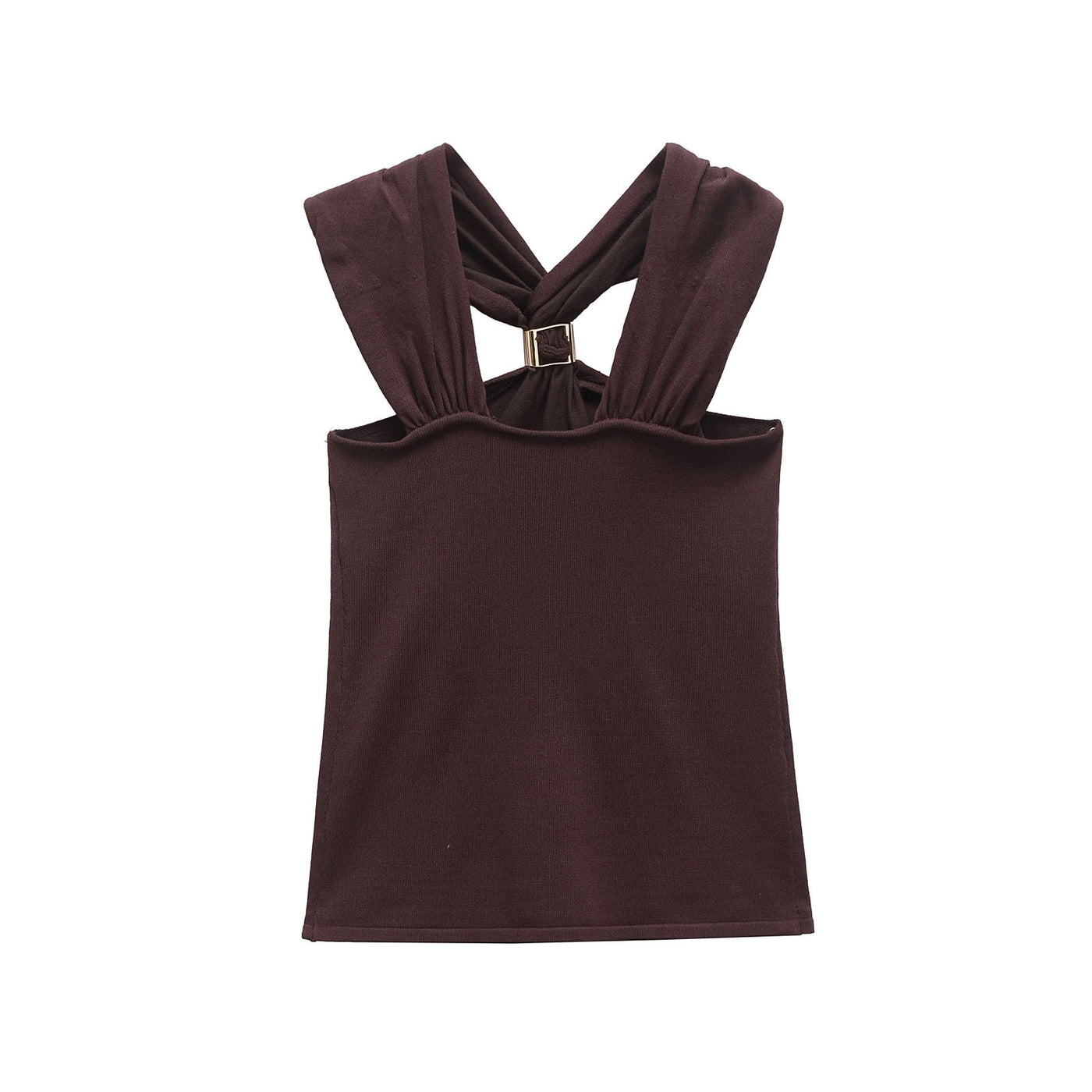 Cecilia | Twisted Halter Neck Gold Hardware Crop Top