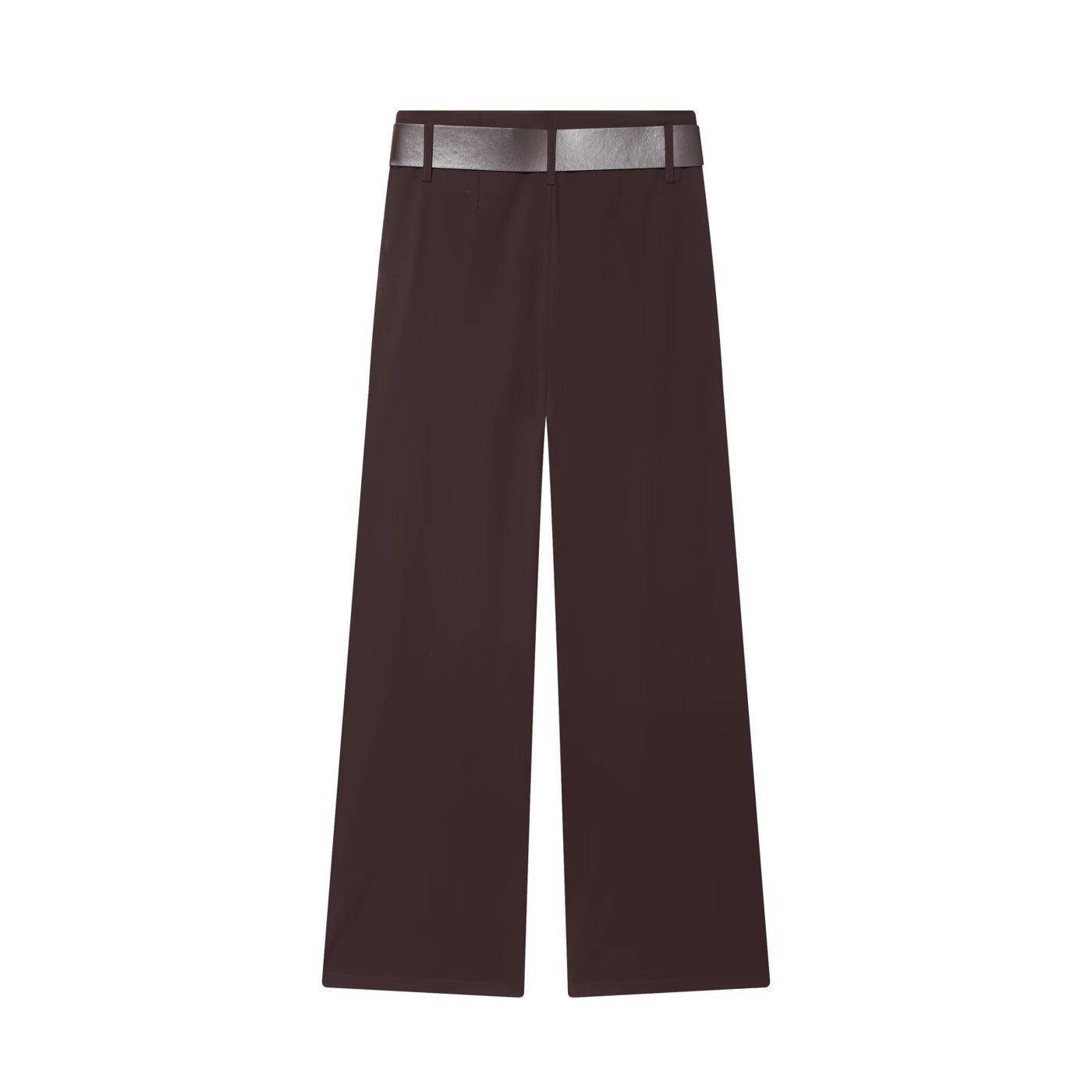 Ella | High-Waist Front-Pleat Wide-Leg Tailored Trousers in Brown