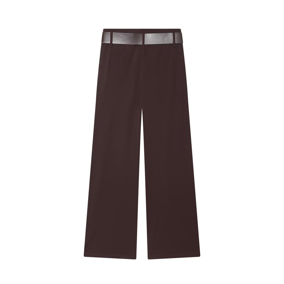 Ella | High-Waist Front-Pleat Wide-Leg Tailored Trousers in Brown