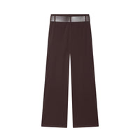 Ella | High-Waist Front-Pleat Wide-Leg Tailored Trousers in Brown