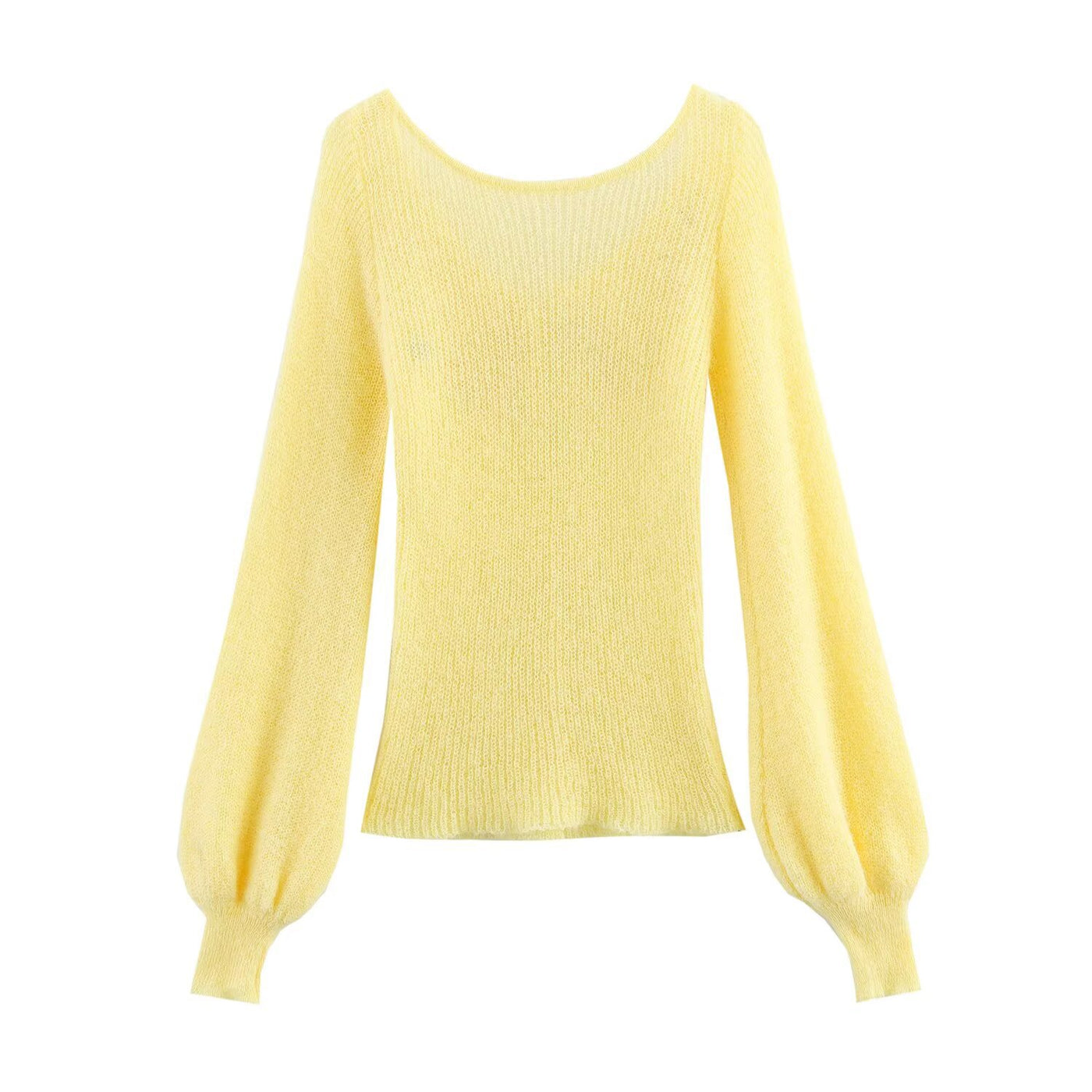 Maisie | Floral Embellishment Balloon Sleeve Scoop Neck Button Front Knit Cardigan
