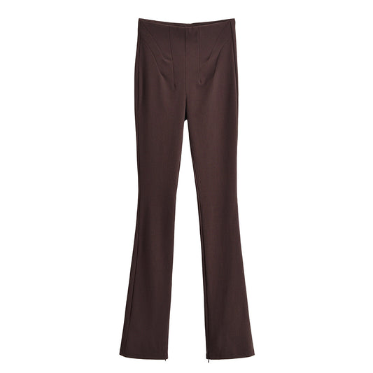 Veda | Flared Trousers Brown High Waisted