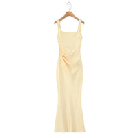 Liora | Cowl Neck Satin Maxi Slip Dress - Yellow