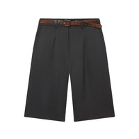 Wren | Pleated High-Waist Tailored Bermuda Shorts with Belt