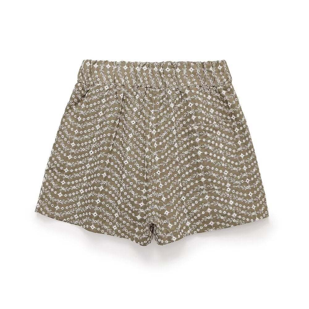 Hallie | Paperbag Waist Woven Textured Shorts with Self-Fabric Belt