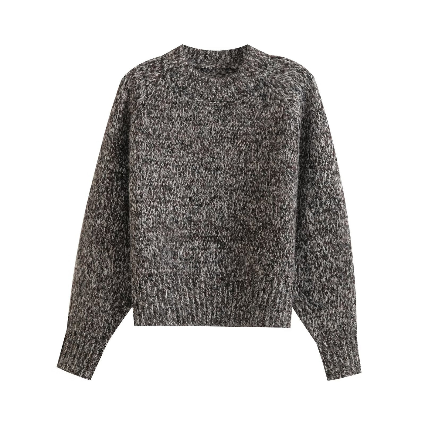 Amber | Marled Knit Crew Neck Raglan Sleeve Relaxed Top