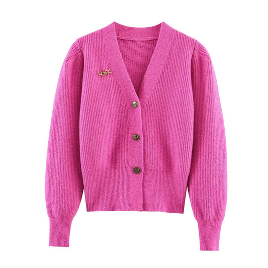 Freya | Cream Cardigan Knitted Long Sleeve V Neck Button Front