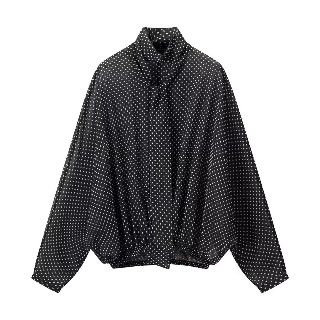 Lucy | Polka Dot Chiffon Tie Neck Matching Set