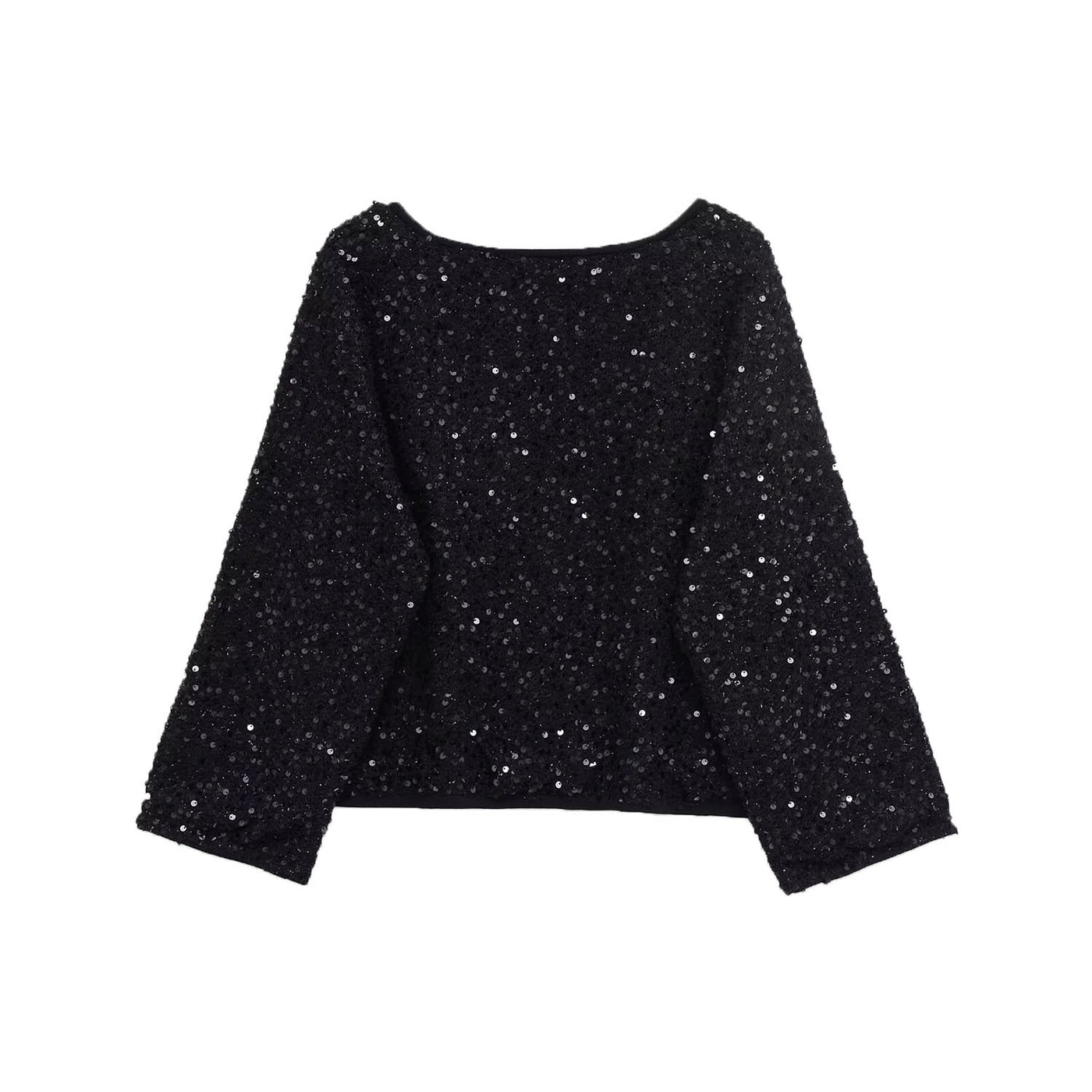 Daisy | All-Over Sequin Embellished Button-Front Cropped Cardigan