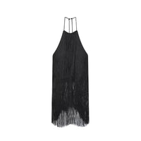 Elodie | Satin Halter Neck Fringe Mini Dress