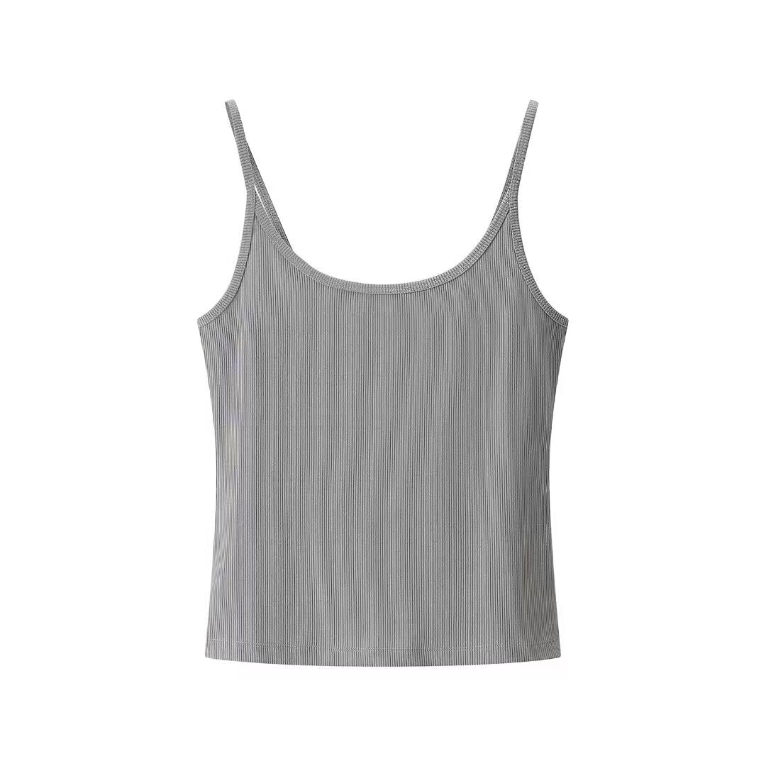Hazel | Ribbed Knit Scoop Neck Cami Tank Top