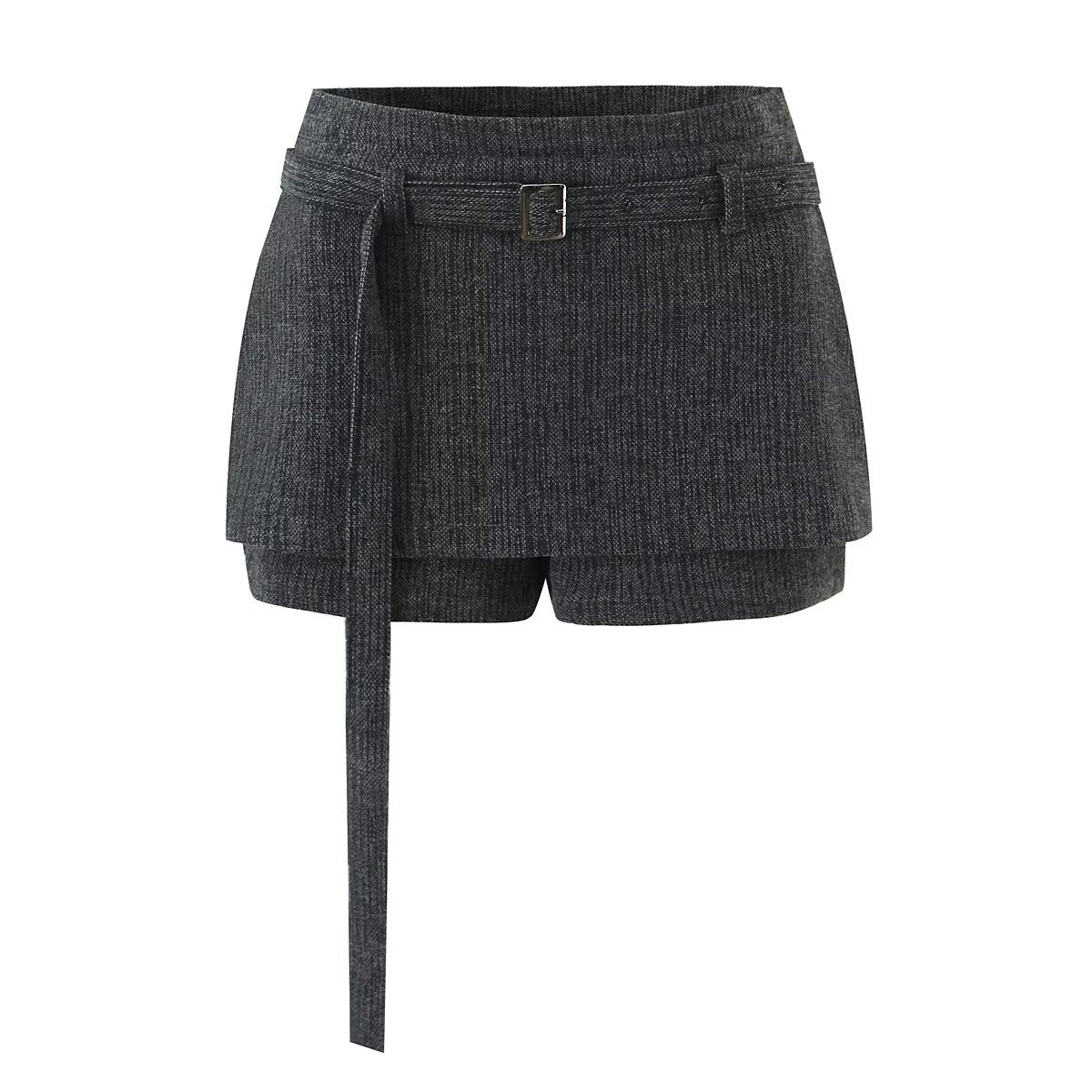 Bethany | Low-Rise Layered Buckle Detail Tailored Shorts