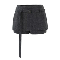 Bethany | Low-Rise Layered Buckle Detail Tailored Shorts