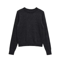 Esme | Crew Neck Ribbed Long Sleeve Relaxed Cropped Knit Top
